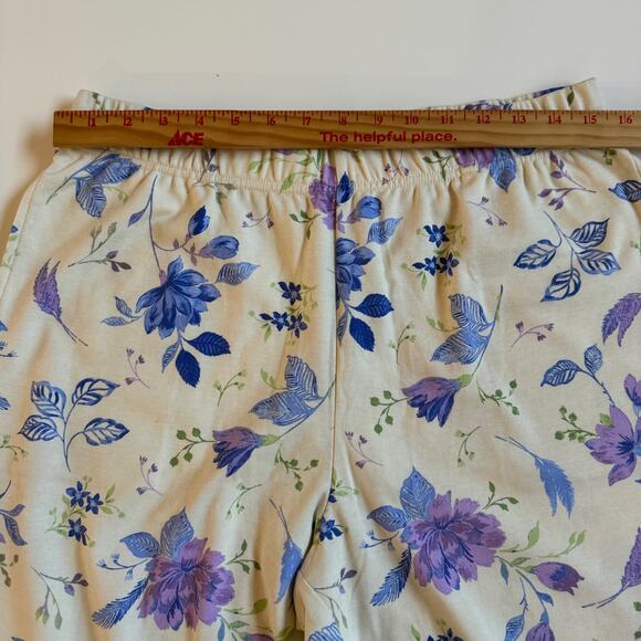 Appleseed's Two Piece Pajama Set Floral Lace Trim Size Medium Cotton Pants EUC - Picture 11 of 15